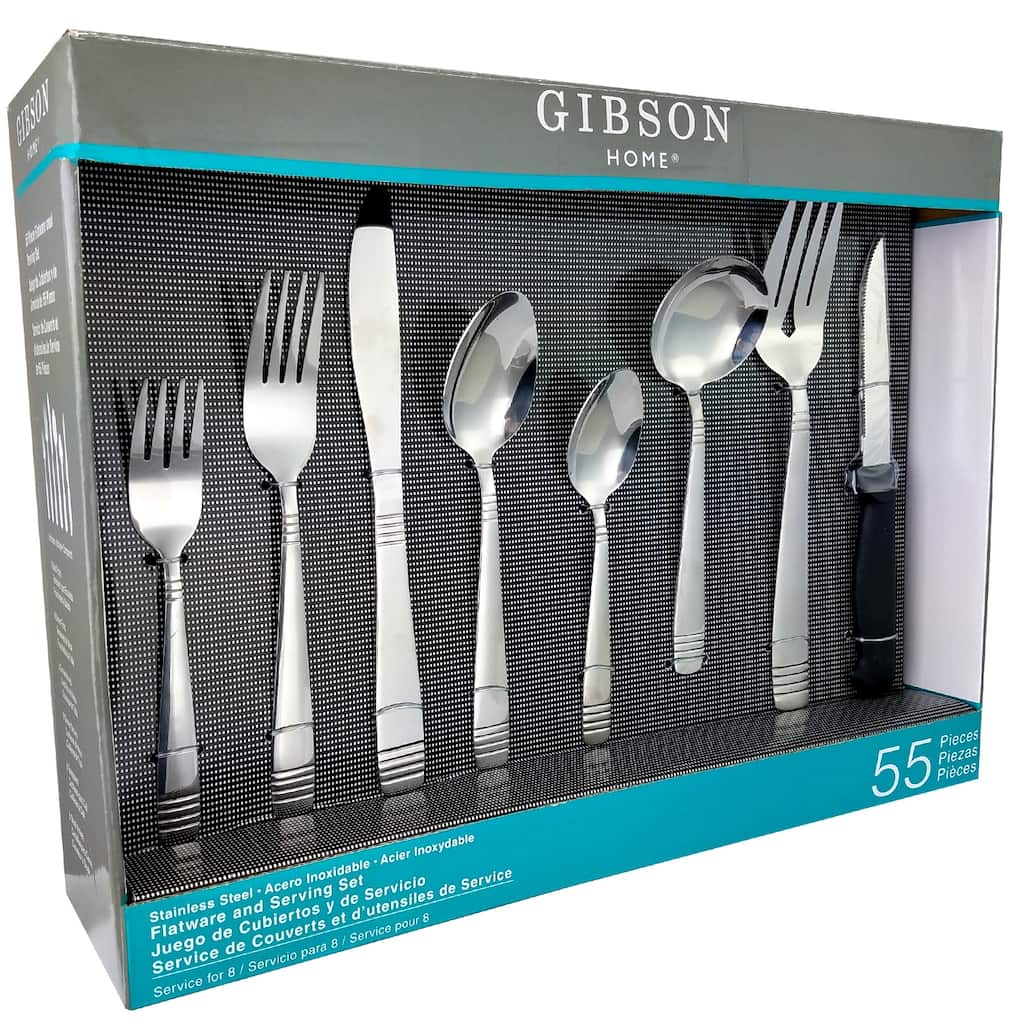 Palmdale Plus 55 Piece Stainless Steel Service For 8 Silverware Set