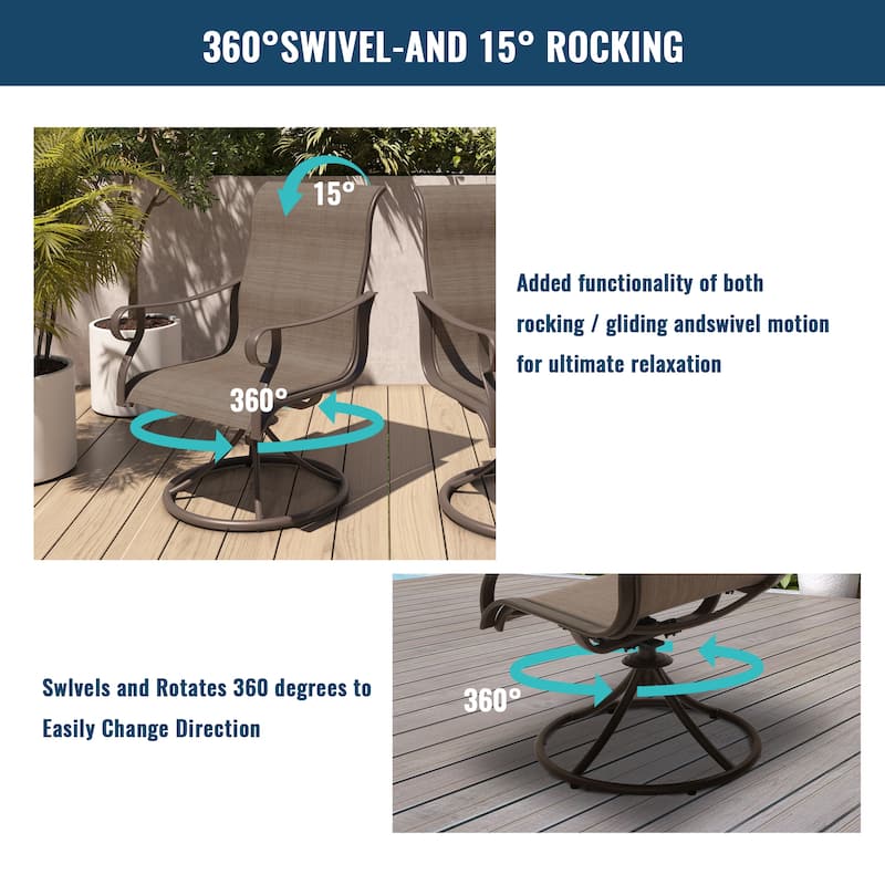 Clihome 360-Degree Textiliene Swivel Dining Chair (Set of 2)