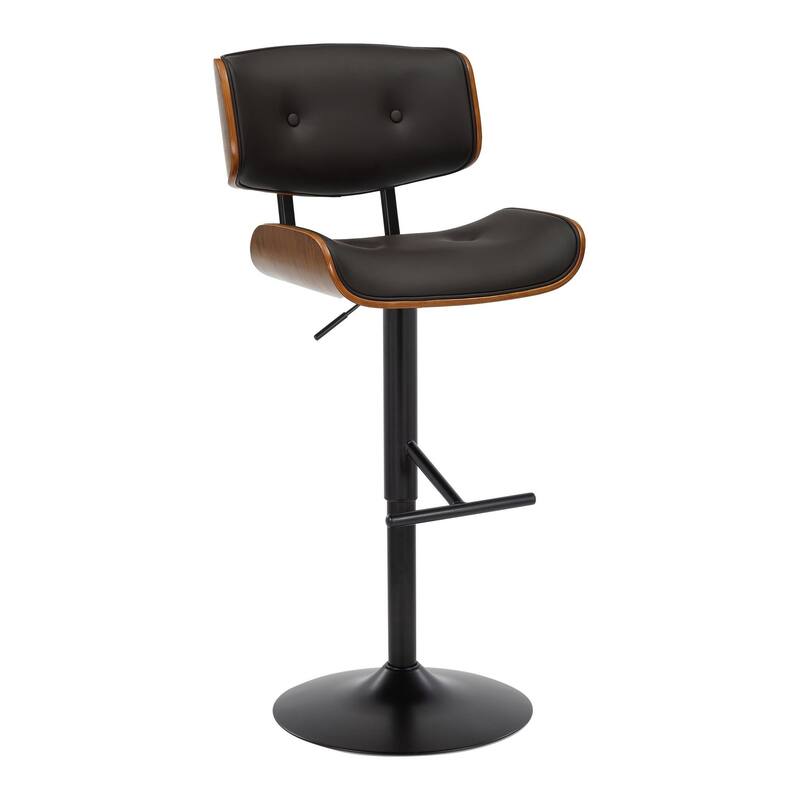 Carson Carrington Leksand Adjustable Bar Stool with Straight T Footrest - Espresso Faux Leather