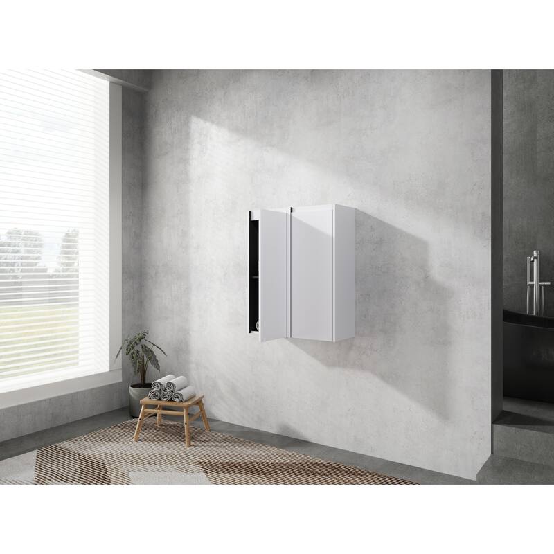 Modern Wall-Mounted Bathroom Side Cabinet with Soft-Close Doors, Floating Design, 6 Storage Compartments, 12-Inch Width