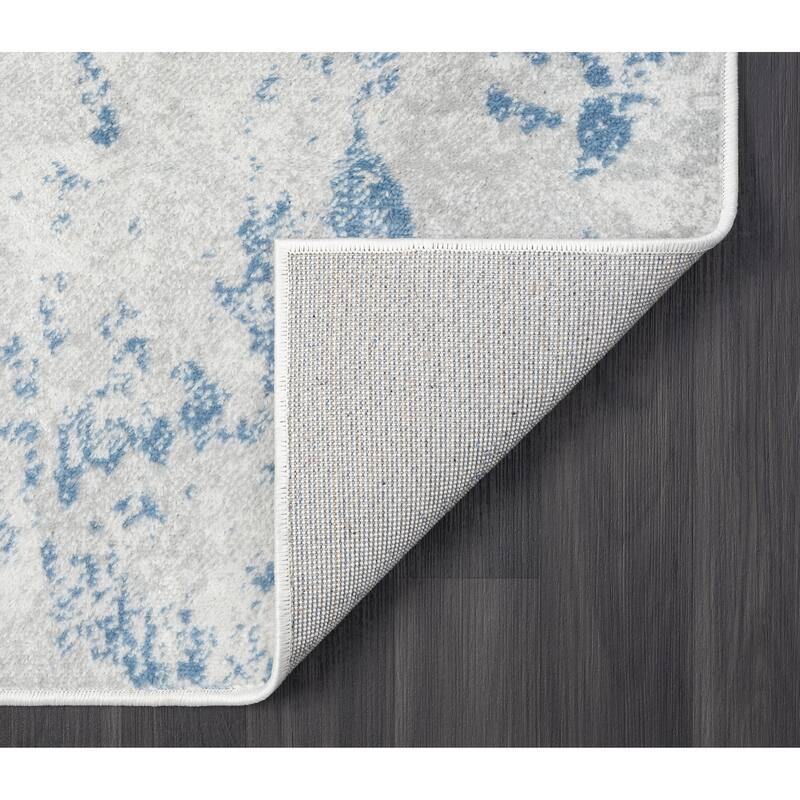 Abani Atlas Collection ATL110A Intertwined Circles Blue Grey Area Rug