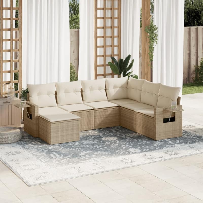 vidaXL Garden Sofa Set - Beige and cream With table