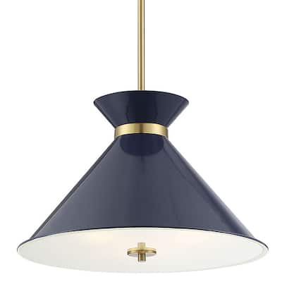 Savoy House Lamar 18" Wide Pendant with Metal Shade and Accented Band