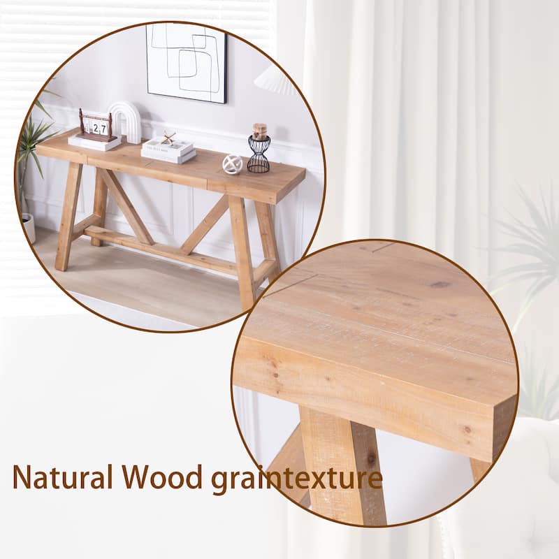 58.5" Farmhouse A- frame Wood Console Table, Spacious Surface