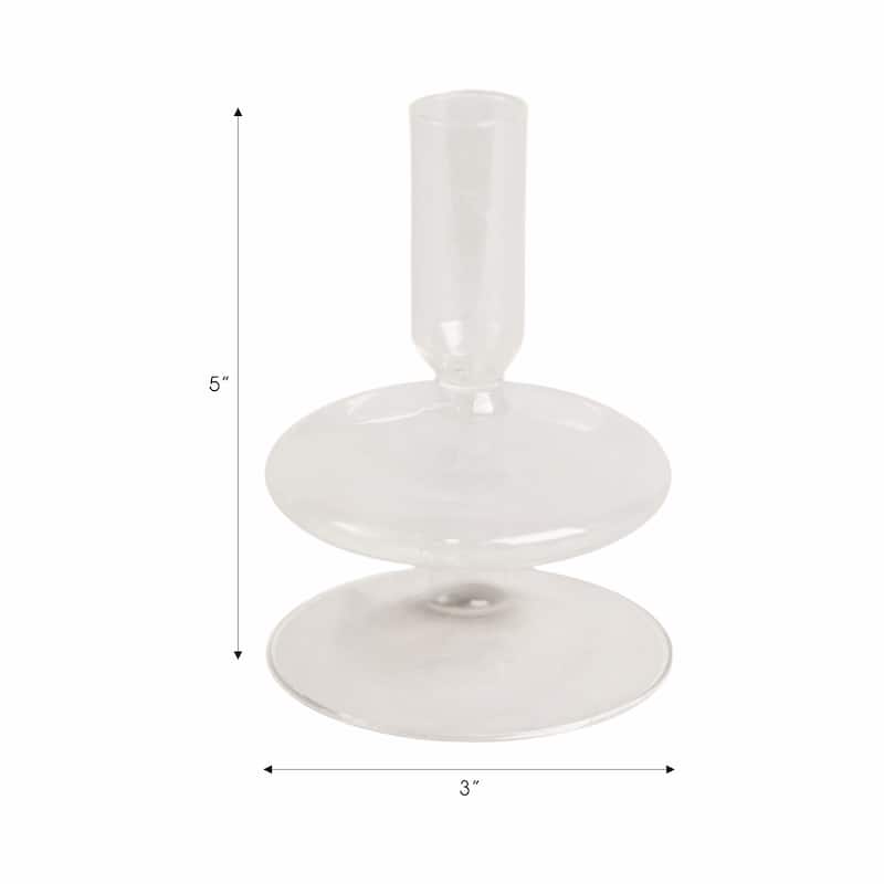 Sculptural Glass Candle Holder with Rounded Accent Base - Modern Tabletop Candle Holder for Any Room