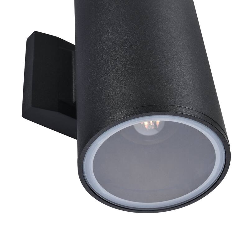 2-Pack Wall Sconces Black Industrial Cylinder Outdoor Waterproof IP54 Lantern Wall Sconces - 4.3 in. W x 13.4 in. H x 6.3 in. D
