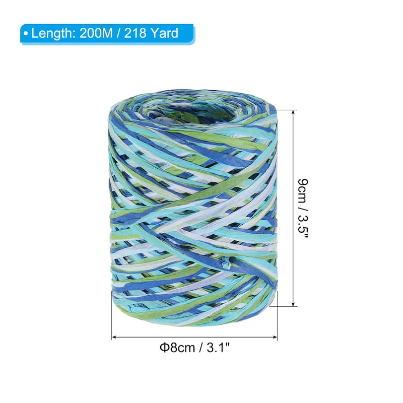 2Roll 219Yard Raffia Ribbon Raffia Paper Craft Ribbon - 219 Yards - Dark Blue, Green