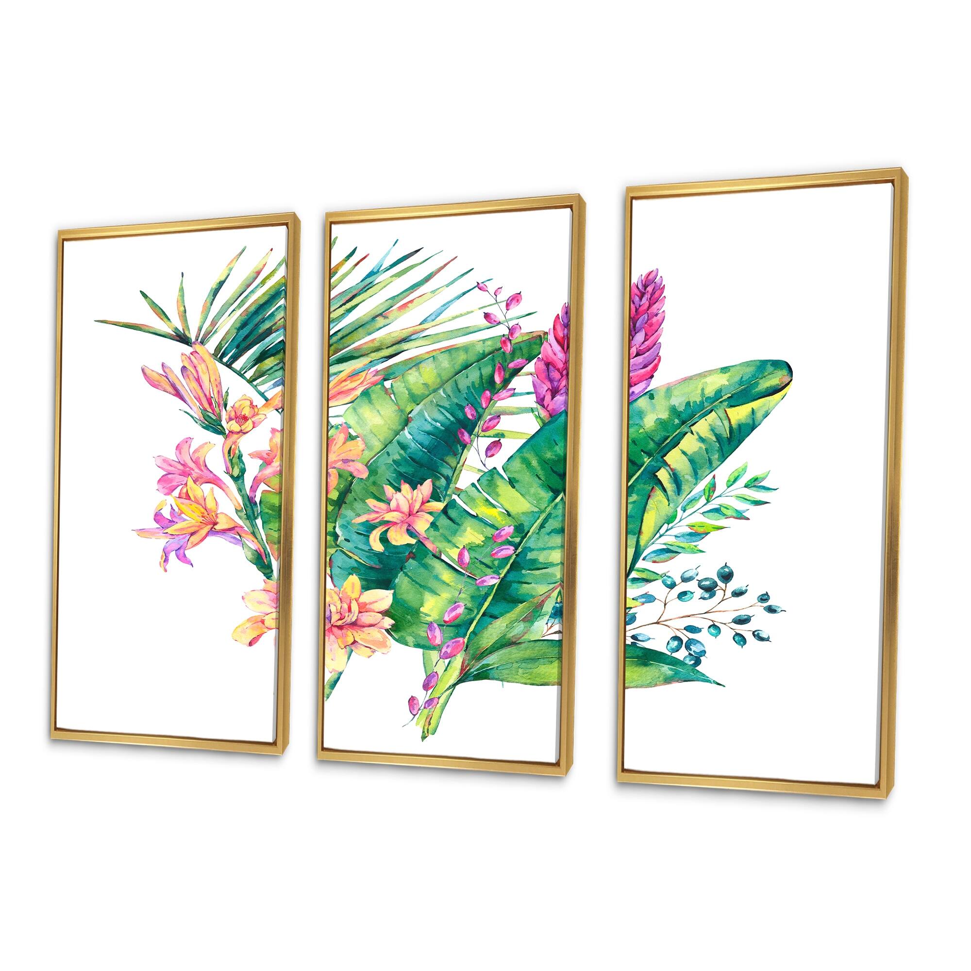 Designart "Vintage Blooming Orchid Flowers" Tropical Framed Art Set of