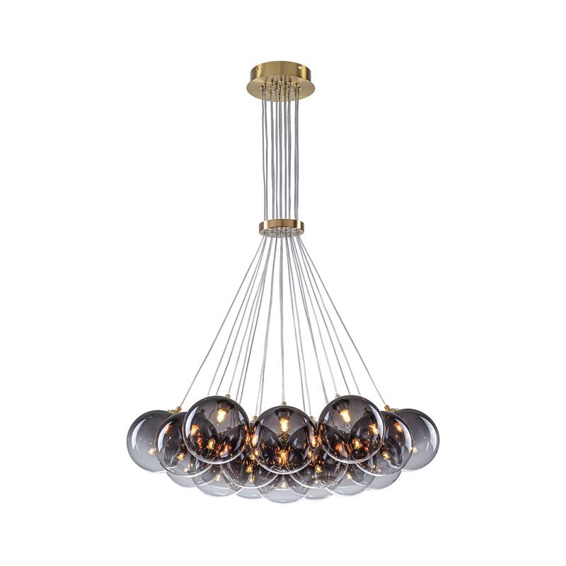 13/ 19-Light Modern Glam Gold Sputnik Cluster Swirled Glass Globe Bubble Chandelier for Dining Room
