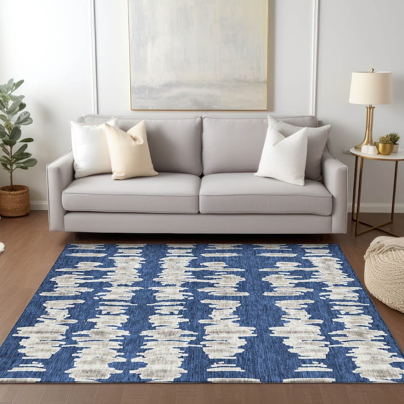 Machine Washable Indoor/ Outdoor Chantille Abstract Contemporary Rug
