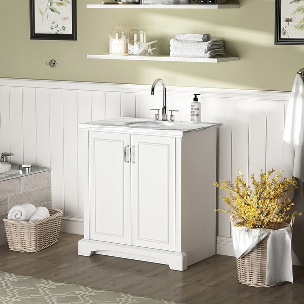 Single Bathroom Vanity With Two-Door Cabinet. Opens flyout.