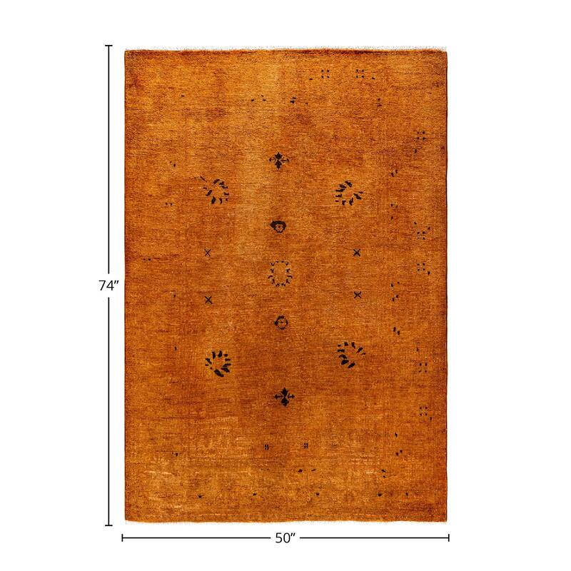 Vibrance, One-of-a-Kind Hand-Knotted Area Rug - Brown, 4' 2" x 6' 2" - 4' 2" x 6' 2"