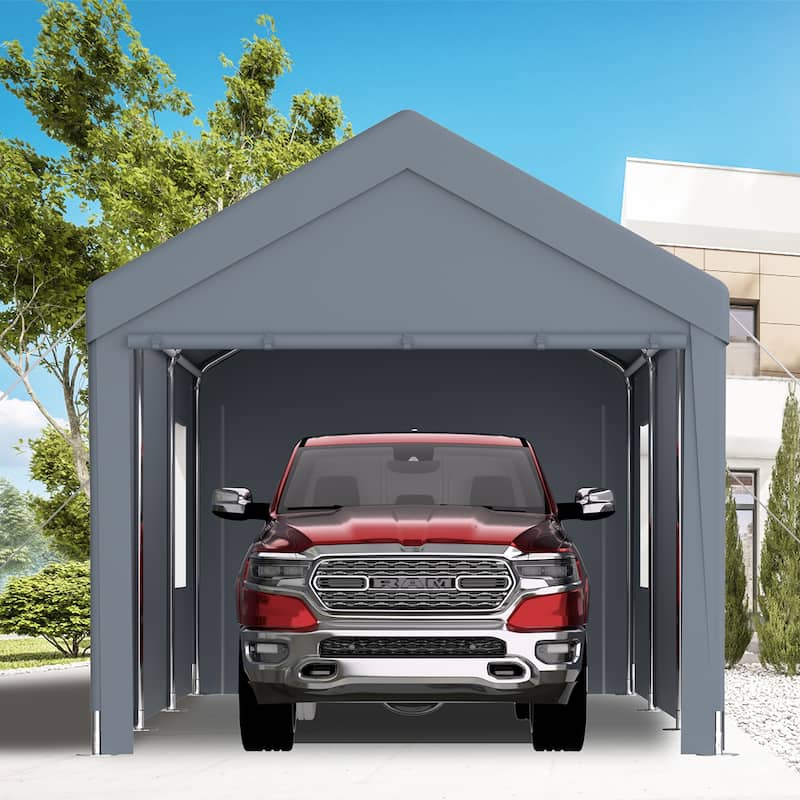12x20FT Heavy Duty Carport Canopy, 2 Roll-Up Doors, 4 Vent Windows