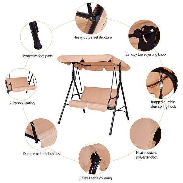 Shop Costway Loveseat Patio Canopy Swing Glider Hammock Cushioned Steel On Sale Overstock 18189271