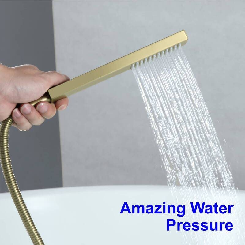 Wall Mounted Tub Faucet With Hand Shower Waterfall Bathtub Faucets Single Handle Tub Filler Set