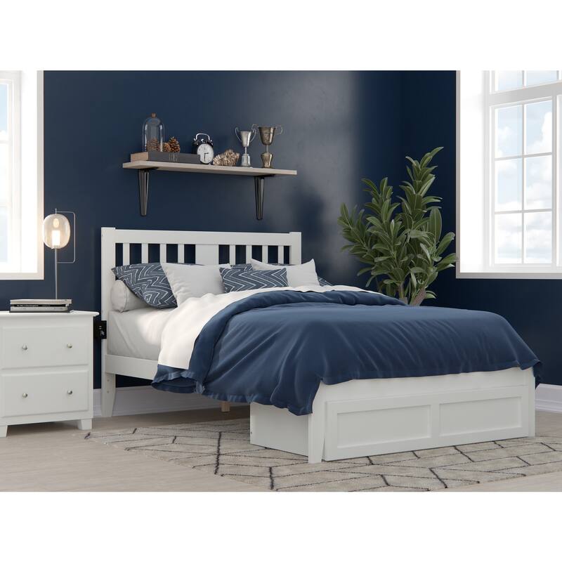 Full Bed with Foot Drawer & USB Charger - Solid Wood Mission Style Bed Frame