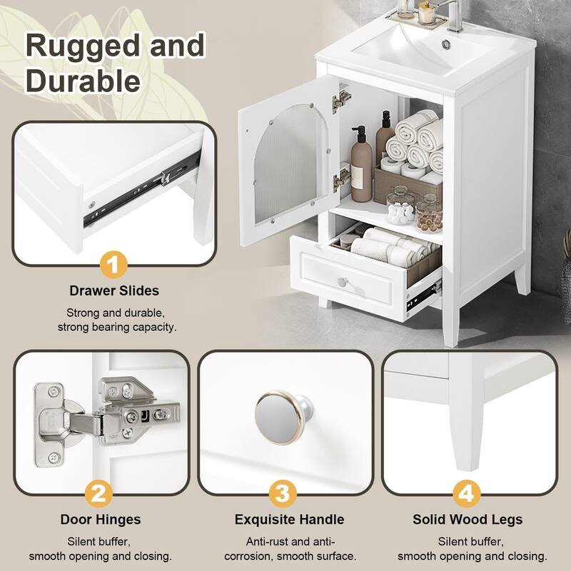 20" Bathroom Freestanding Vanity with Ceramic Sink