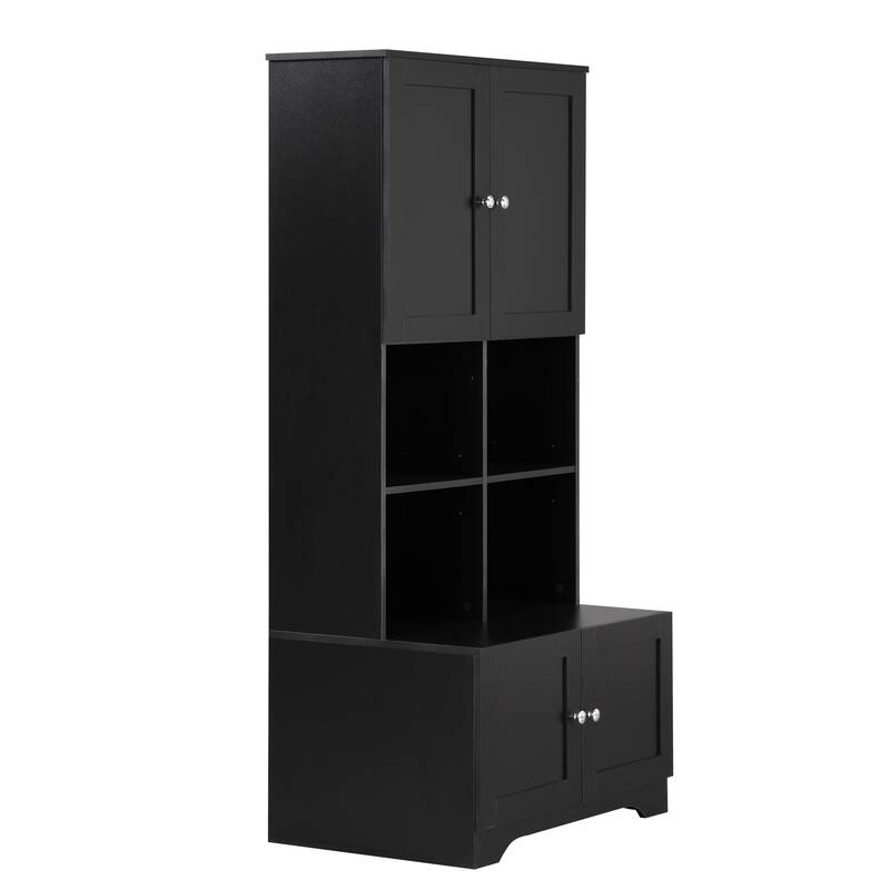 Tall And Wide Bathroom Floor Storage Cabinet