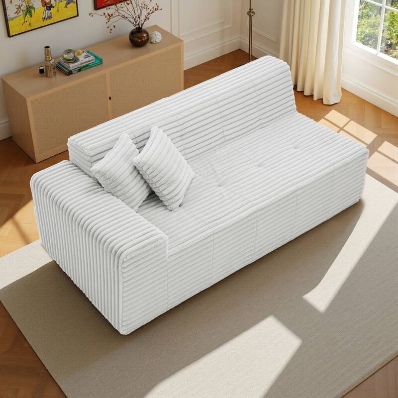 81" W No Assembly Required Couch Plush Corduroy Loveseat Sofa