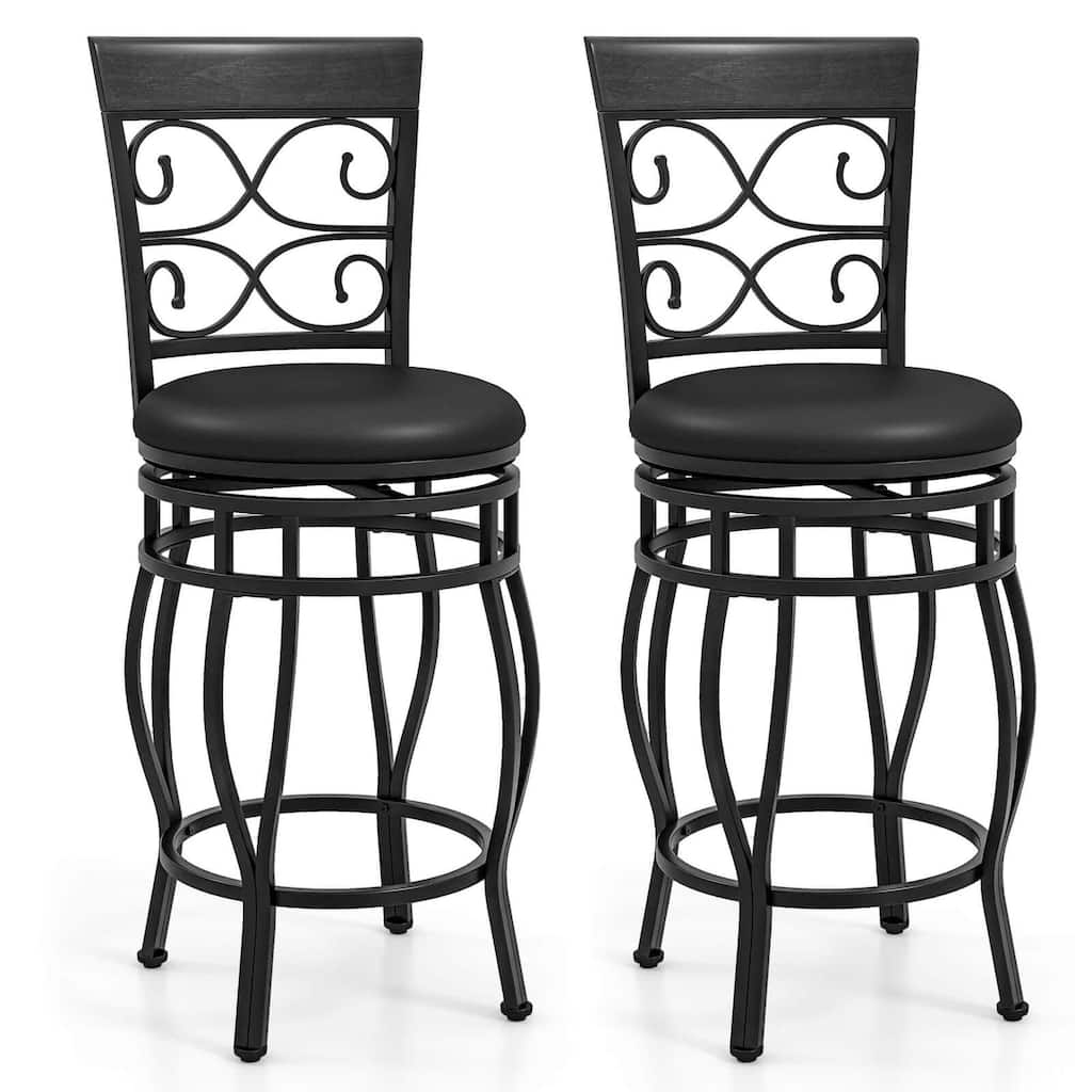 Costway Set of 2/4 Vintage Swivel Bar Stools 26" Bistro Upholstered