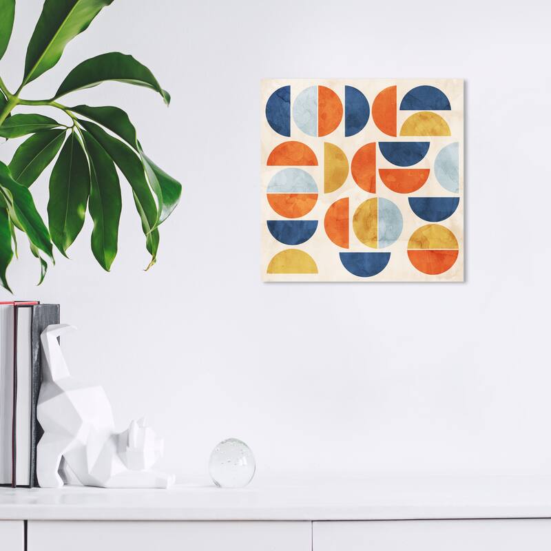 Wynwood Studio Prints Abstract Suns Alligned Blue and Mid-Century Modern Wall Art Canvas Print - 12 x 12