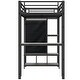 preview thumbnail 14 of 31, Metal Loft Bed with Built-in Wardrobe and Storage Shelves, Twin Size Loft Bedframe with Bulit-in Desk and Hanging Rod for Kids