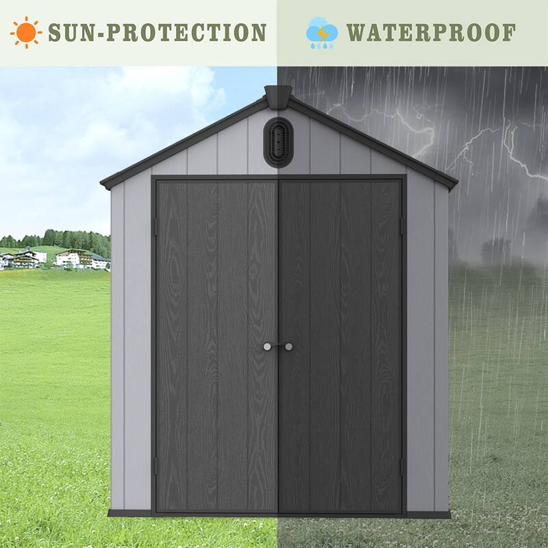 Large 6' x 8' Outdoor Resin Plastic Storage Shed w/Floor & Lockable - 6*8ft