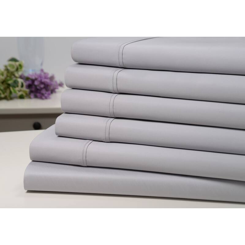 Kathy Ireland 1500 Thread Count Rayon from Bamboo Cotton 6 pc Sheet Set - Silver - King
