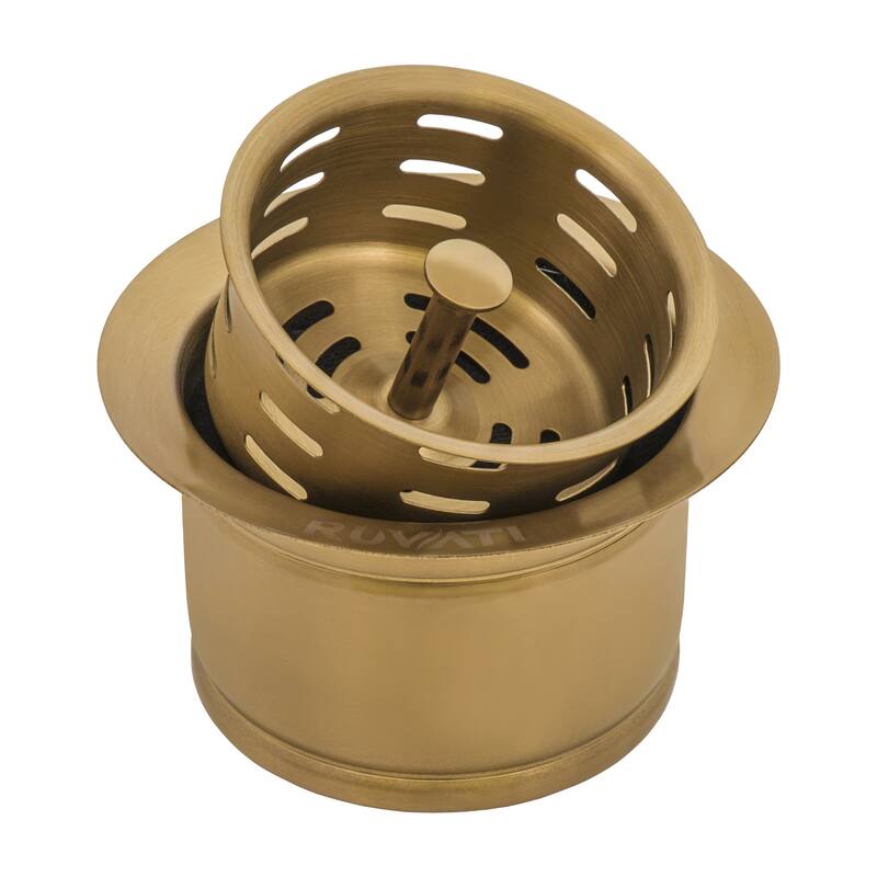 Ruvati Extended Garbage Disposal Flange with Deep Basket Strainer - Matte Gold Satin - RVA1049GG - 4.5" X 4.5"