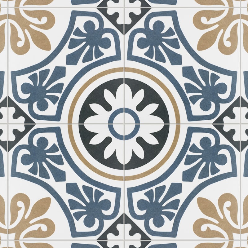 Merola Tile Majestic Tiena Blue 9-3/4" x 9-3/4" Porcelain Floor and Wall Tile