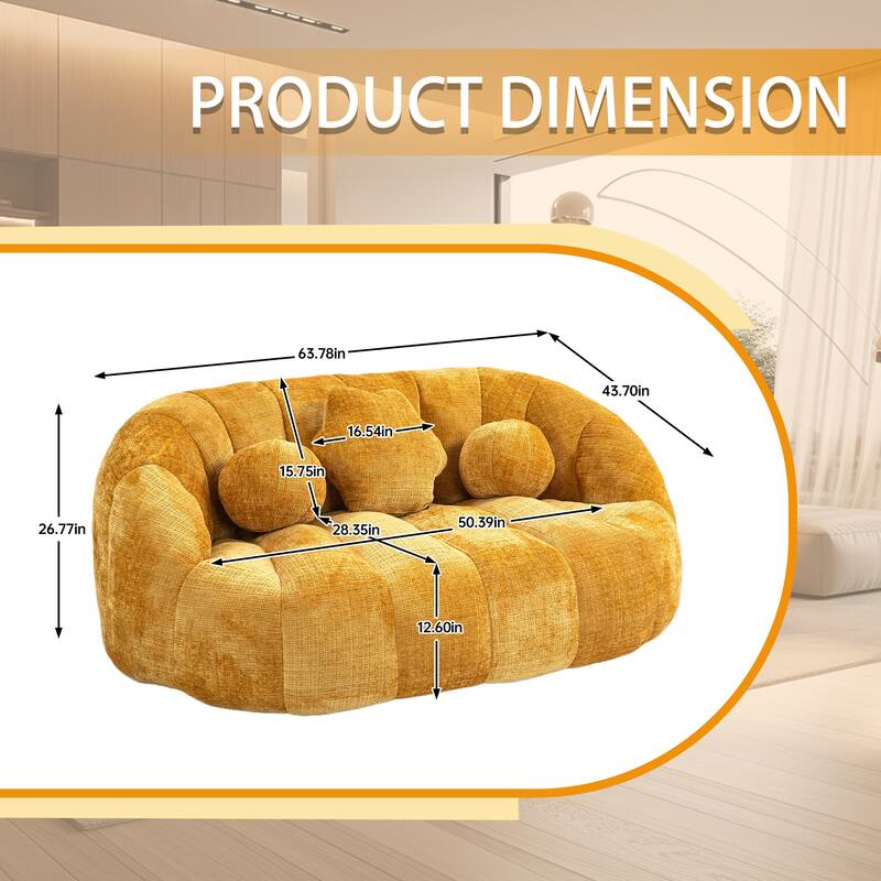 Chenille Upholstered Durable Comfort Lounger Bean Bag Lazy Sofa