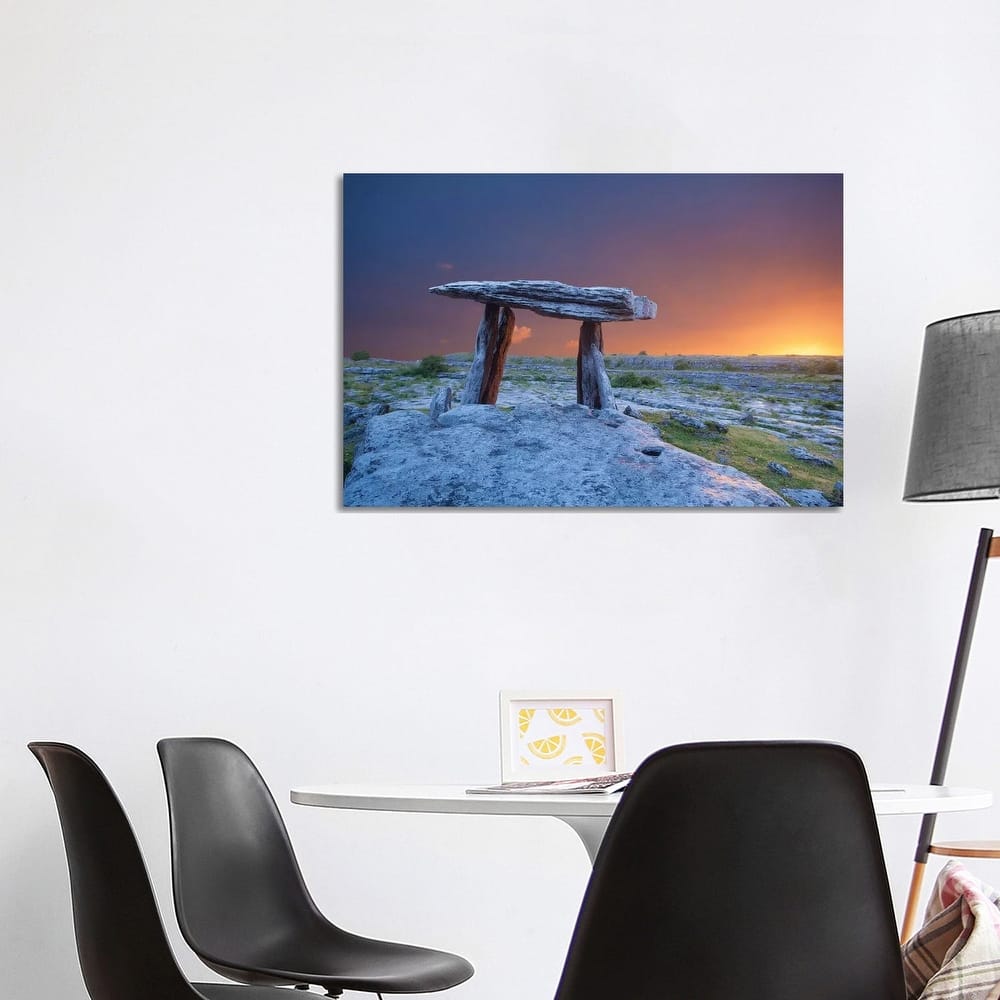 iCanvas "Fiery Dawn At Poulnabrone Dolmen, The Burren, County Clare, Ireland" by Gareth McCormack Canvas Print