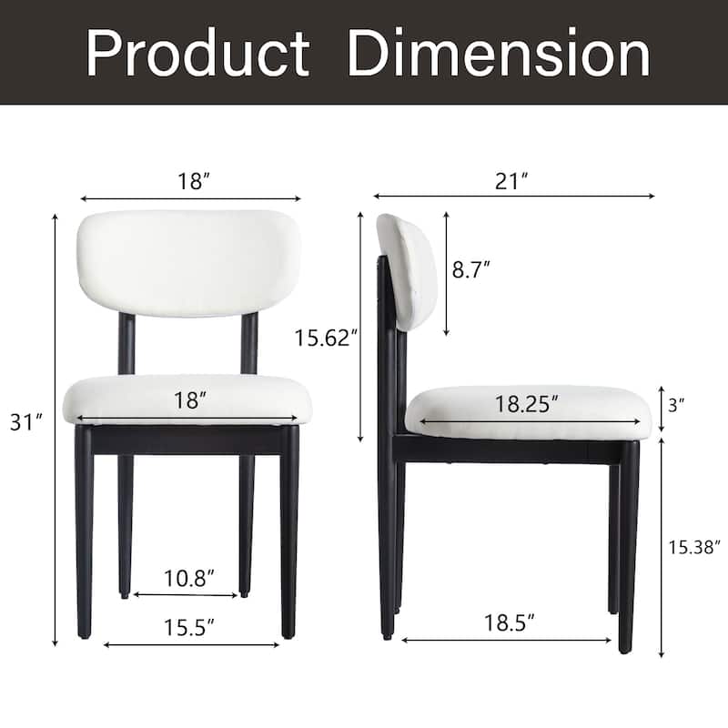 Modern Upholstered Dining Chair with Solid Wood Legs Side Chair for Kitchen Dining Room Living Room (Set of 2)