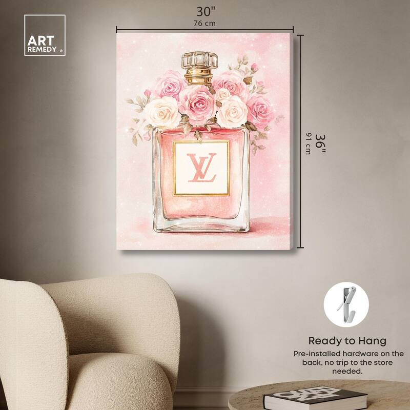 Delicate Floral Perfume Blush Canvas by Art Remedy, Gallery Wrapped