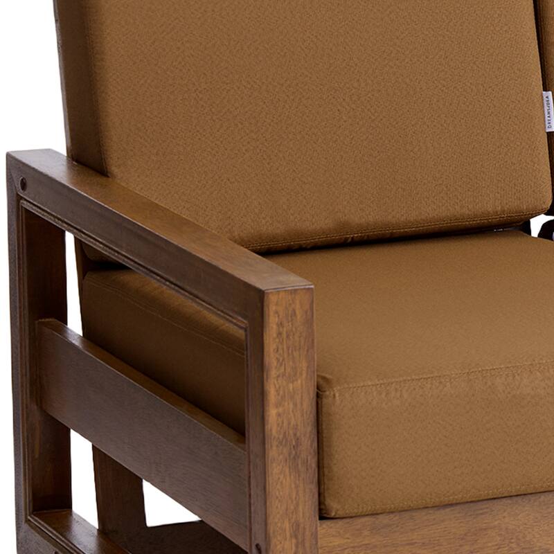 Oversize Teak Wood Loveseat Armchair Outdoor Patio Conversation Set with Cushion