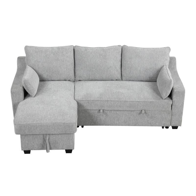 90" Convertible Sleeper Sofa with Storage Chaise, USB Ports, Storage Racks for Compact Spaces