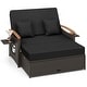 preview thumbnail 11 of 9, Patio Rattan Daybed Set with Cushioned Loveseat & Storage Ottoman Black