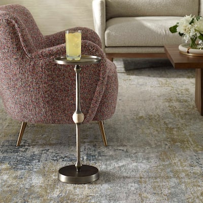 Copper Grove Dark Bronze Travertine Iron Round Accent Table
