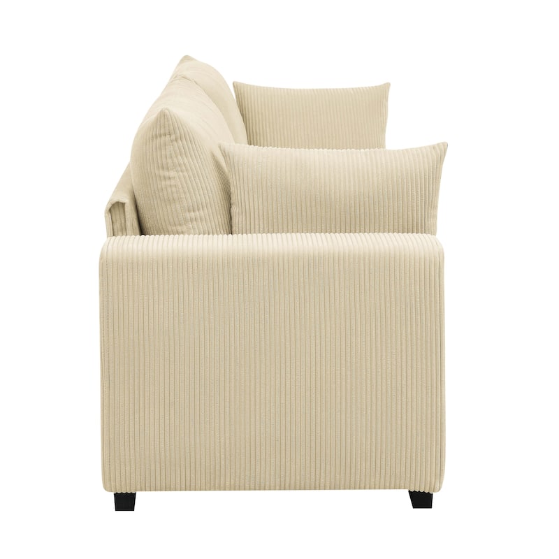 Coastal Style Corduroy Sofa - 31" D x 79" W x 34" H