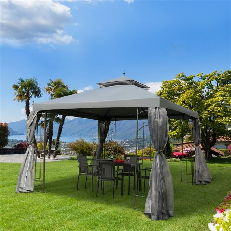 Polyester Steel Outdoor Gazebo with Shelves and Netting