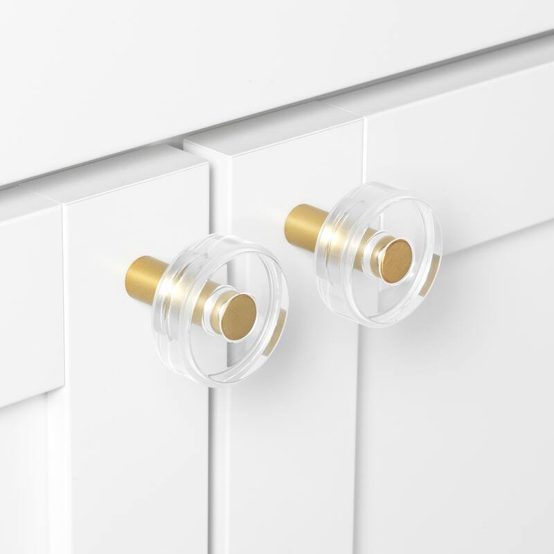 GlideRite 1-1/2 in. Round Clear Cabinet Knobs, Satin Gold (5-Pk) - Satin Gold