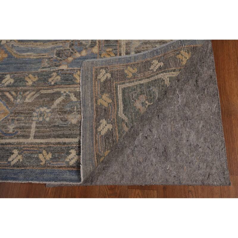 Transitional Blue Oushak Turkish Area Rug Handmade Wool Carpet - 9'2"x 11'10"