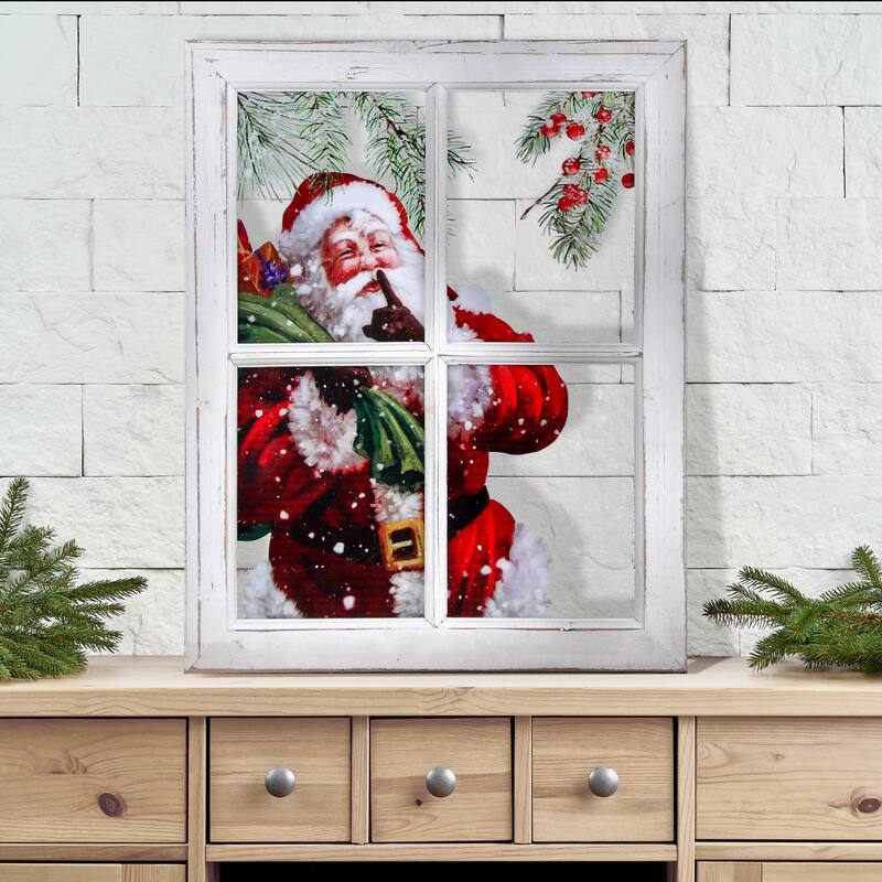 15x19" Acrylic Santa Print In Window