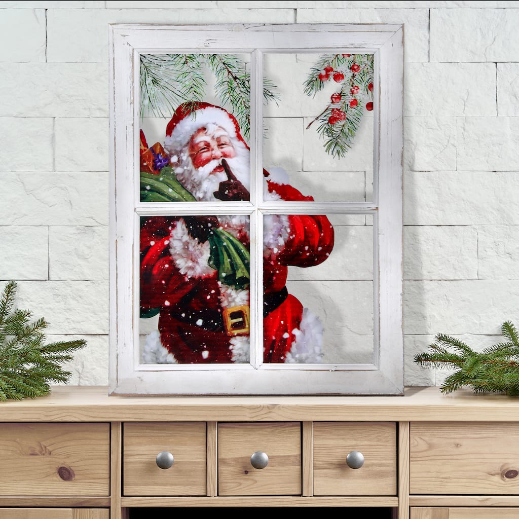 15x19" Acrylic Santa Print In Window