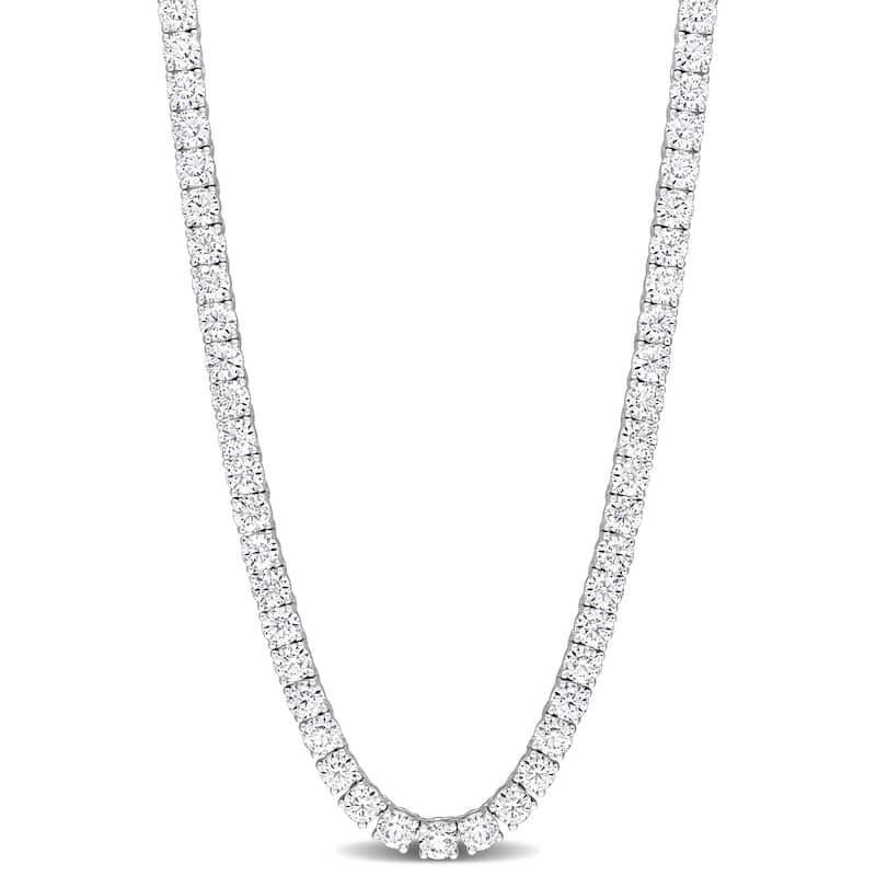 26 1/2ct DEW Created Moissanite Tennis Necklace in Sterling Silver