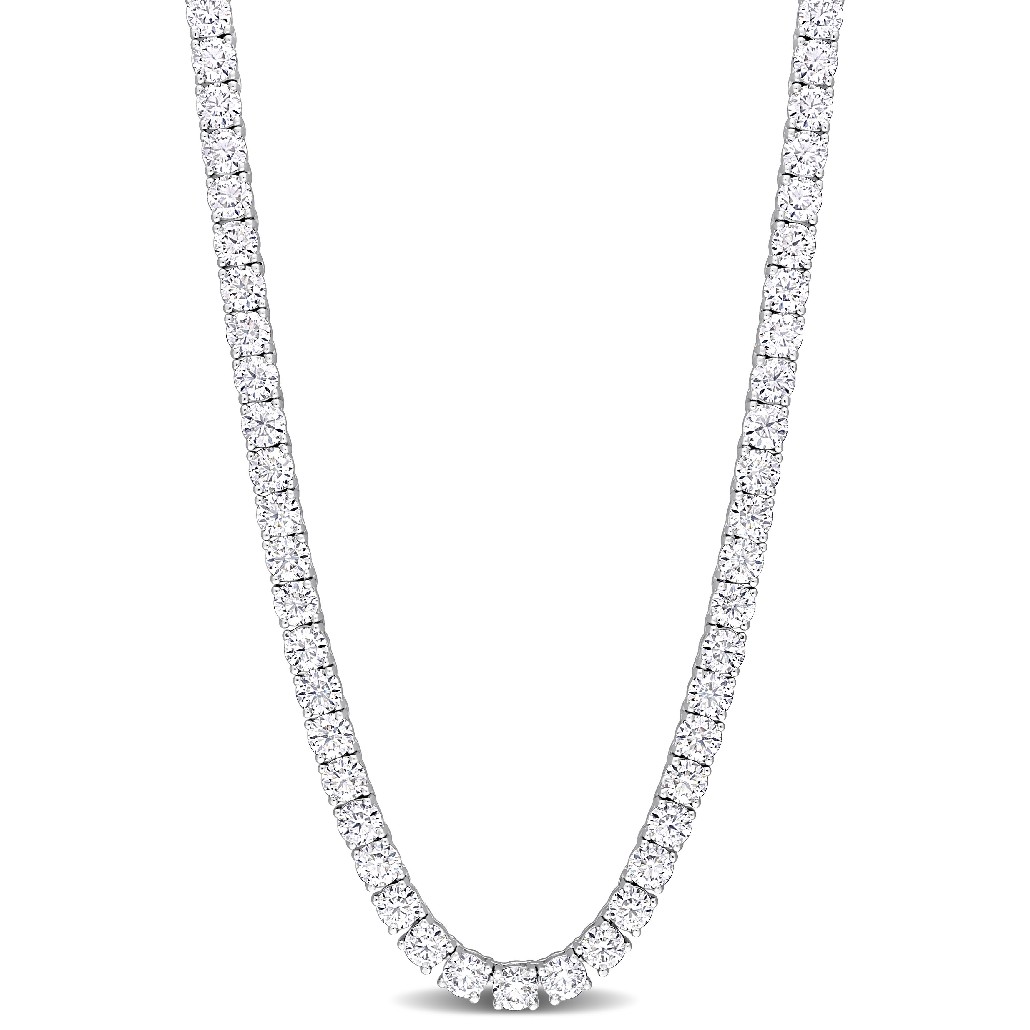 Miadora 26 1/2ct DEW Created Moissanite Tennis Necklace in Sterling Silver