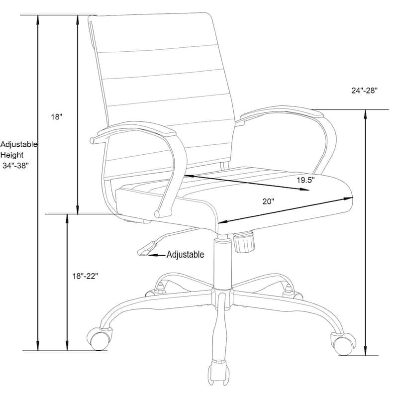 Leather Office Chair Adjustable Ergonomic Desk Chair - Executive Swivel Task Chair 250lbs