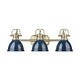 preview thumbnail 2 of 0, Yep by Golden Lighting Duncan 3-light Vanity in Aged Brass and Navy Blue shade