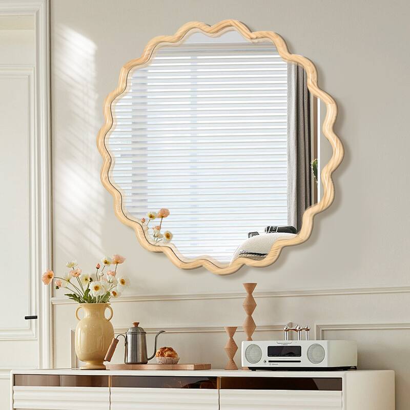 31"/36"/42" Modern Solid Wood Round Wall Decor Mirror