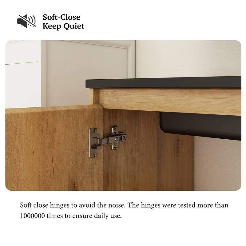Freestanding Bathroom Vanity Set in Oak with Integrated Solid Surface Sink